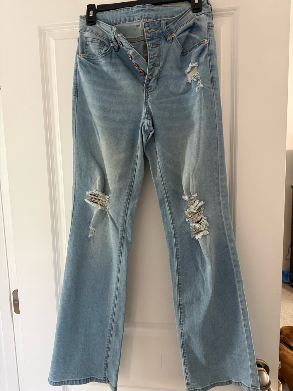 Light Blue Distressed Women's Flare Jeans